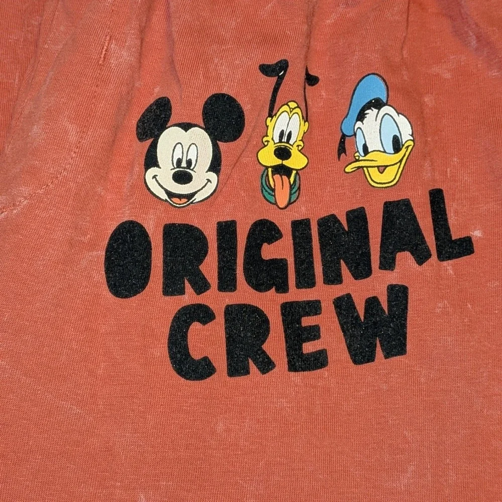 Disney Mickey Friends Kids Mineral Wash 2 Piece Set Red Shirt‎ Pants 7-8 NWOT